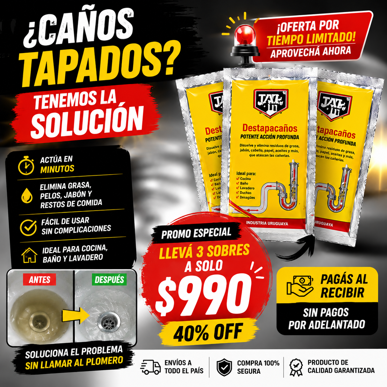 Destapa caños - TapOut x3