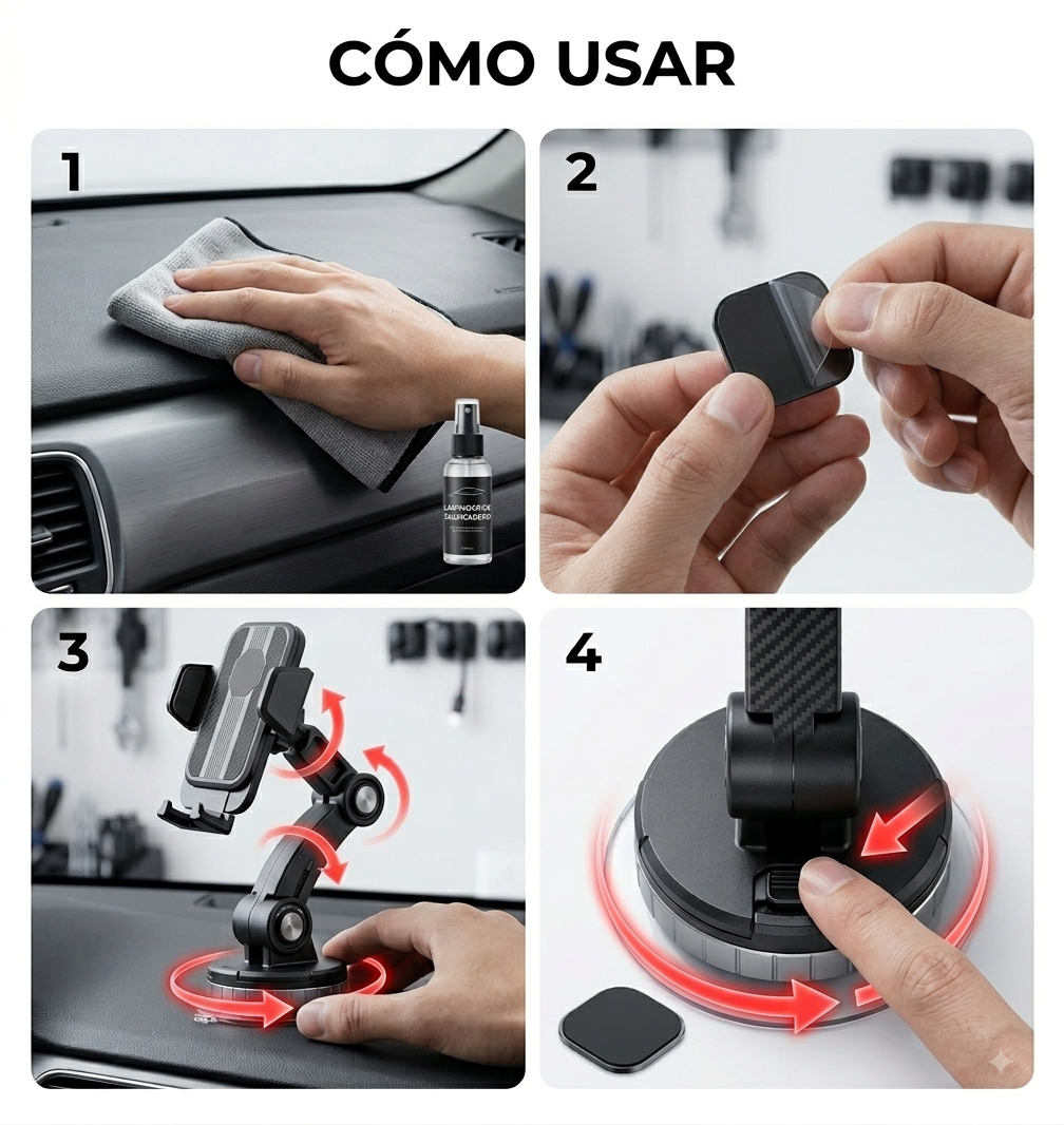 Soporte auto con ventosa super resistente