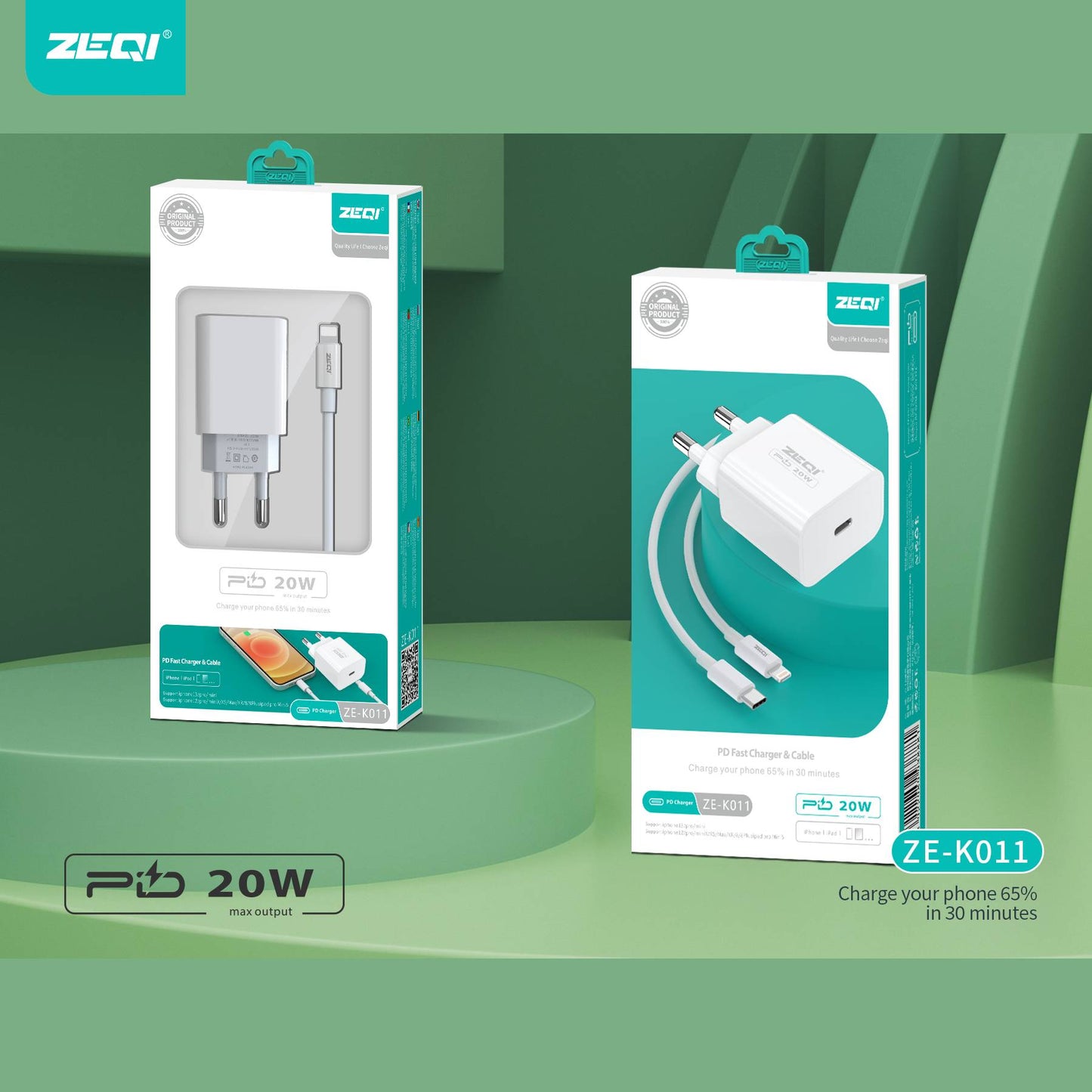 Cargador completo iPhone carga rapida 20w