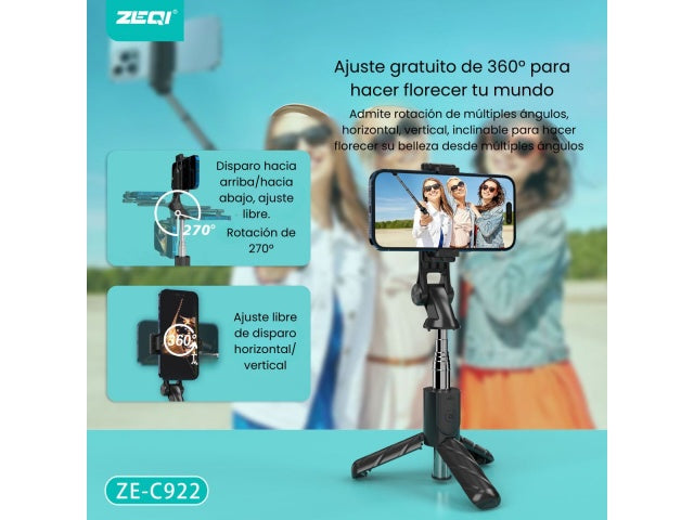 Palo de selfie con trípode y control bluetooth