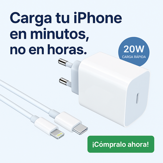 Cargador completo iPhone carga rapida 20w