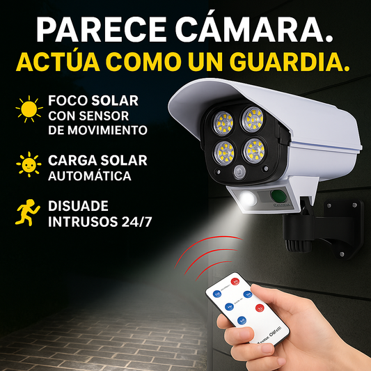 Foco led solar con sensor tipo camara