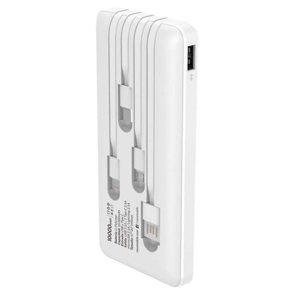 Power bank 10.000 Mah con cables integrados