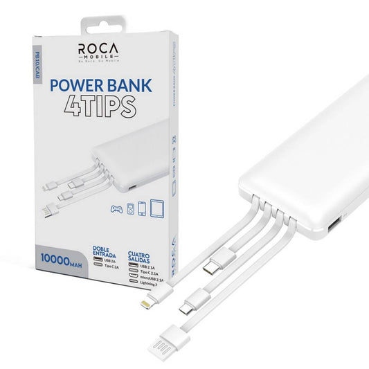 Power bank 10.000 Mah con cables integrados