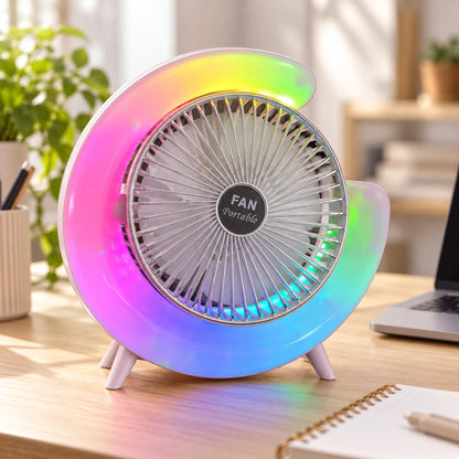 Ventilador portátil con luces LED - escritorio